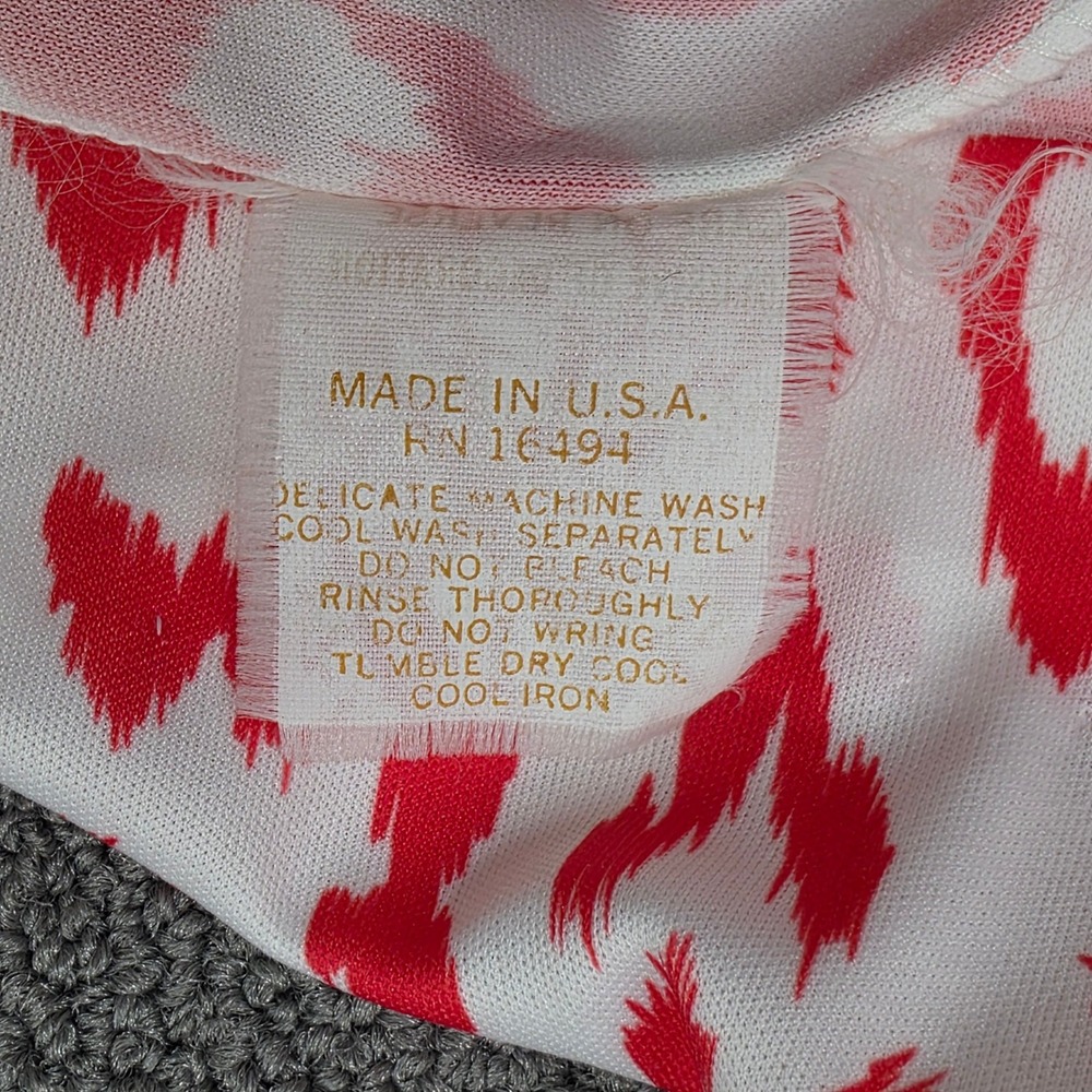 Travel-Lite Vintage‎ Red White Animal Print Zip Mock Neck Dress Medium - Picture 8 of 9